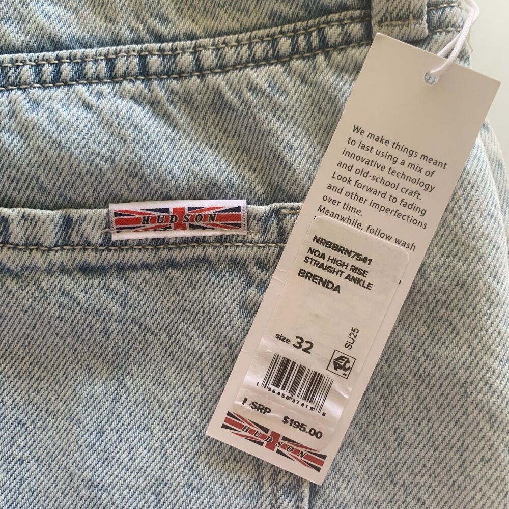 Hudson Women's Noa High Rise Straight Jeans Size 32 Light Wash Ankle NWT - Picture 7 of 15